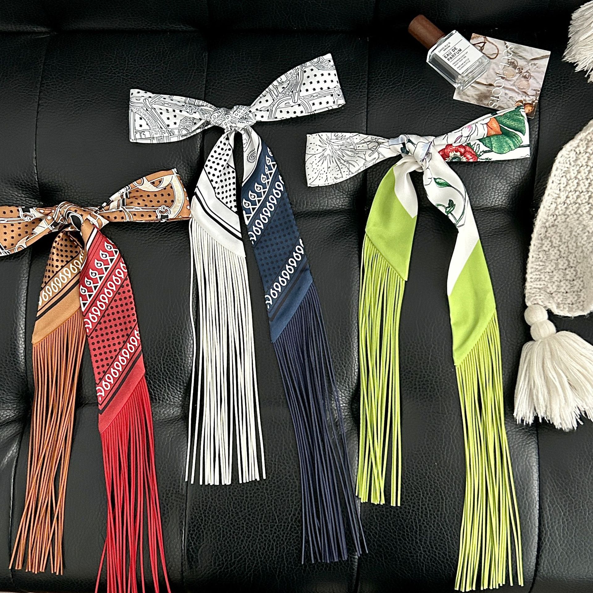 Luxury Tassel Skinny Scarf for - Head Wrap Turban 评论和价格