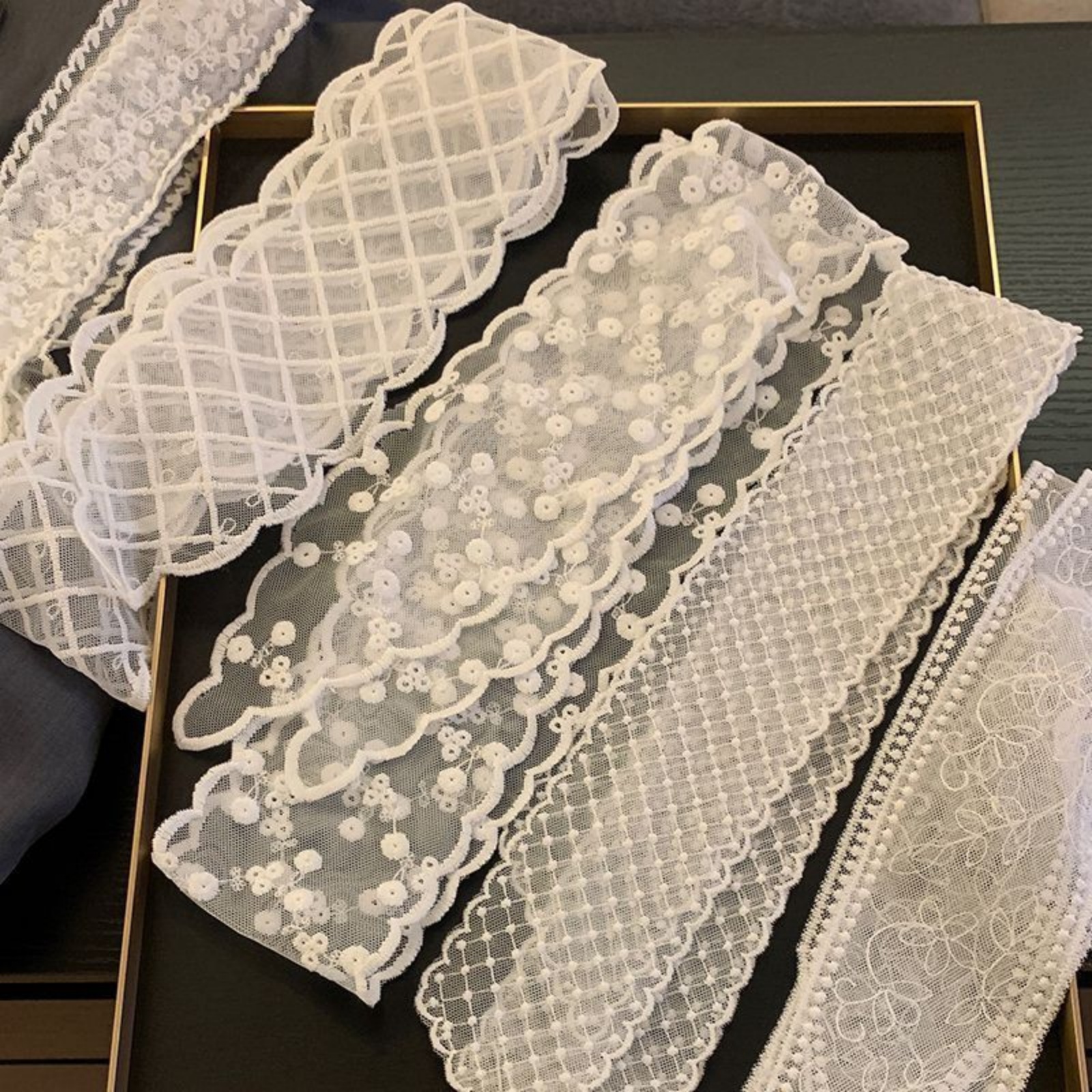 Korean Ins White Lace Ribbon S - Ascot Neck Scarf 评论和价格