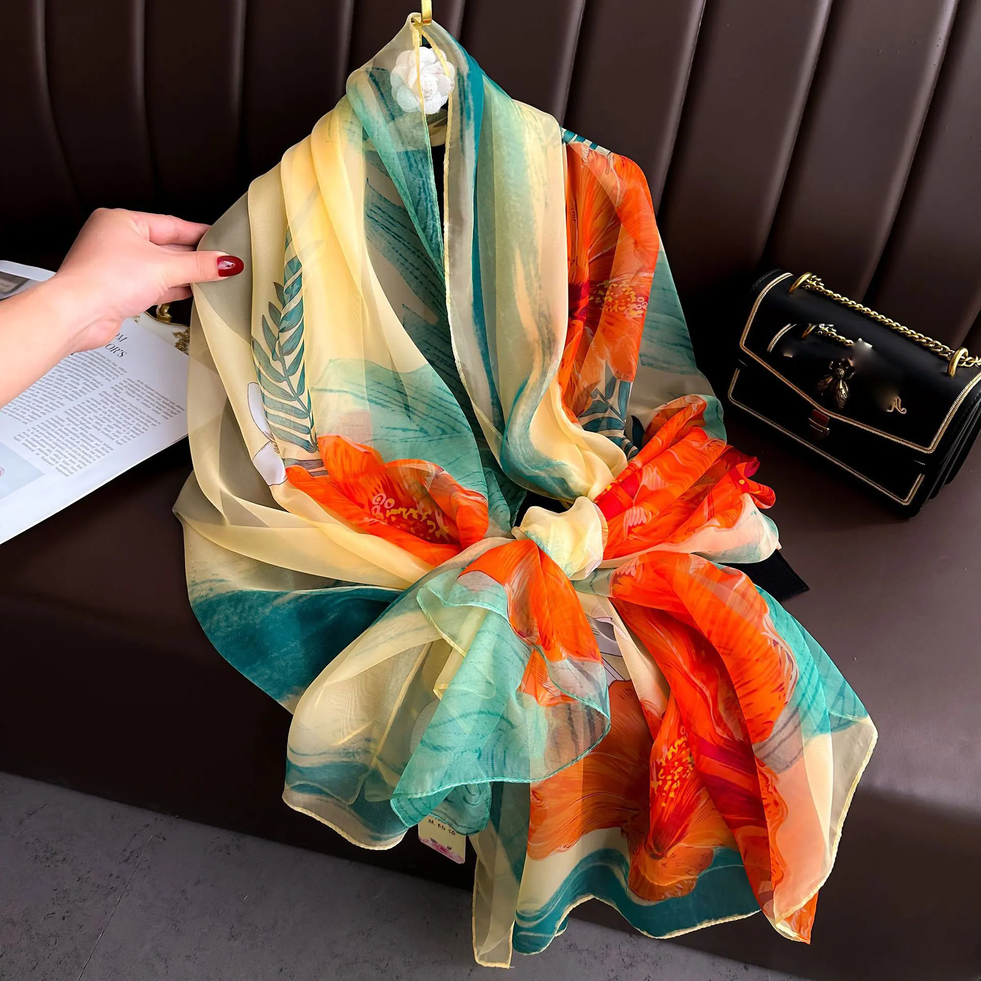 Silk Scarf Fashion Design Neck - Pashmina Wrap Large 评论和价格