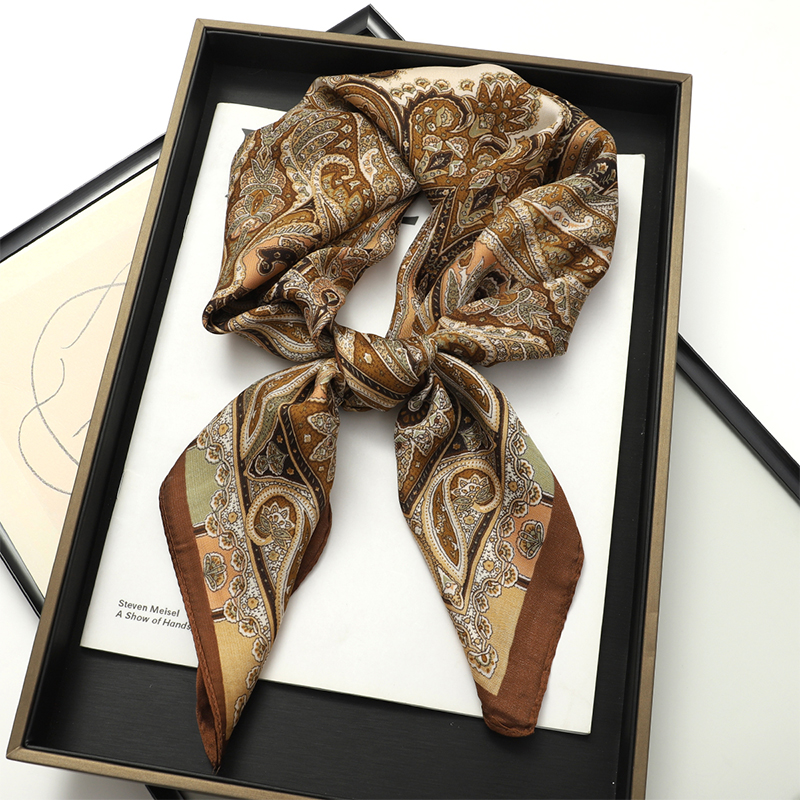 Bohemian Style Print Luxury Br - Scarf Silk Square 评论和价格