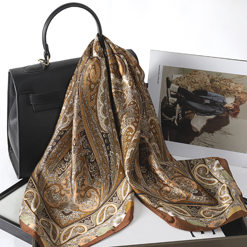 Bohemian Style Print Luxury Br - Scarf Silk Square 评论和价格