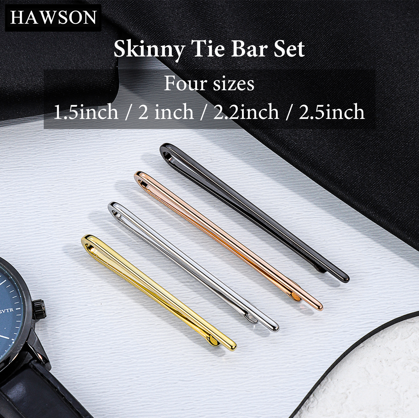 HAWSON Tie Clips for Men 4Pcs  - Tie Bar Set Gift 评论和价格
