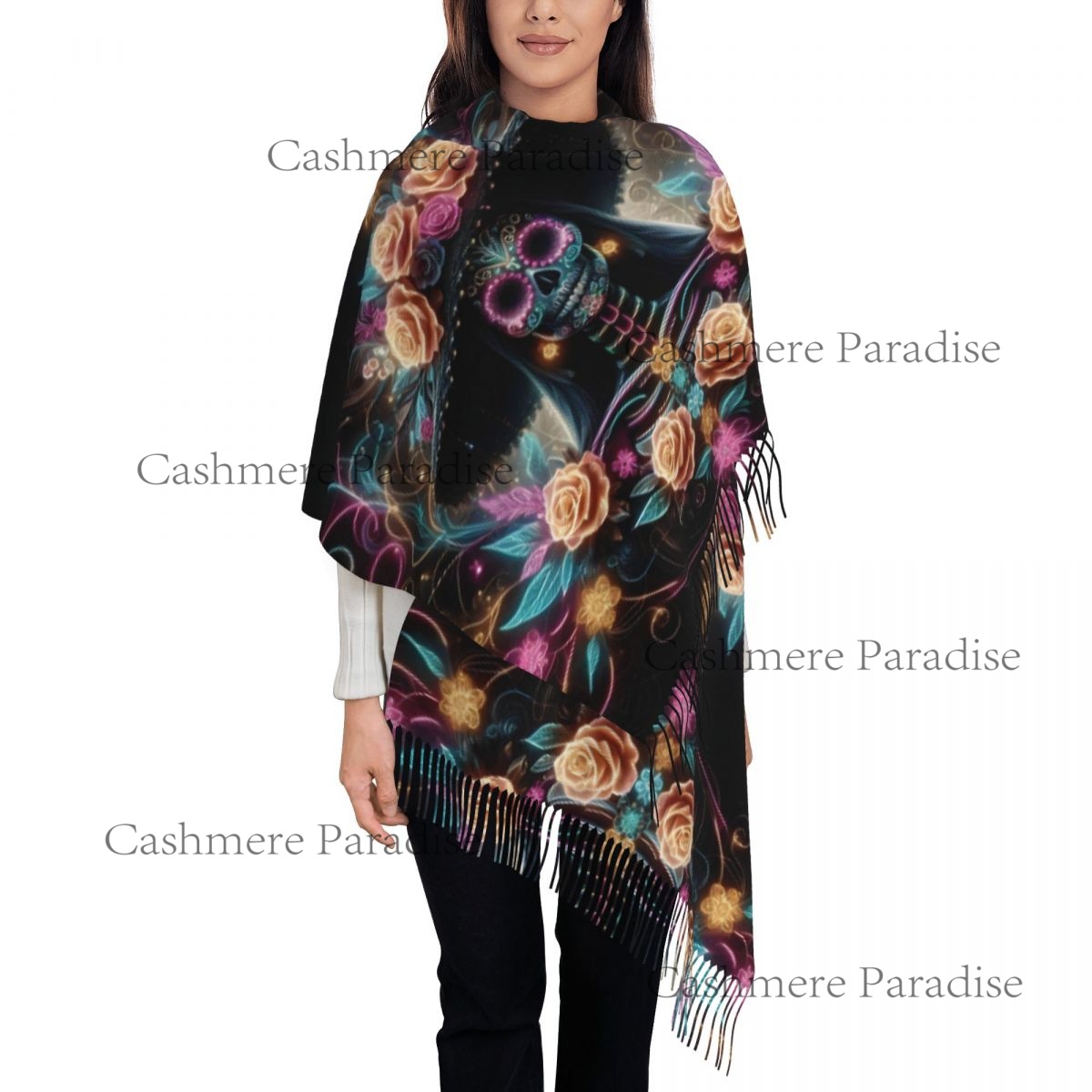Mexico Skull Woman Vintage Sty - Pashmina Wrap Large 评论和价格