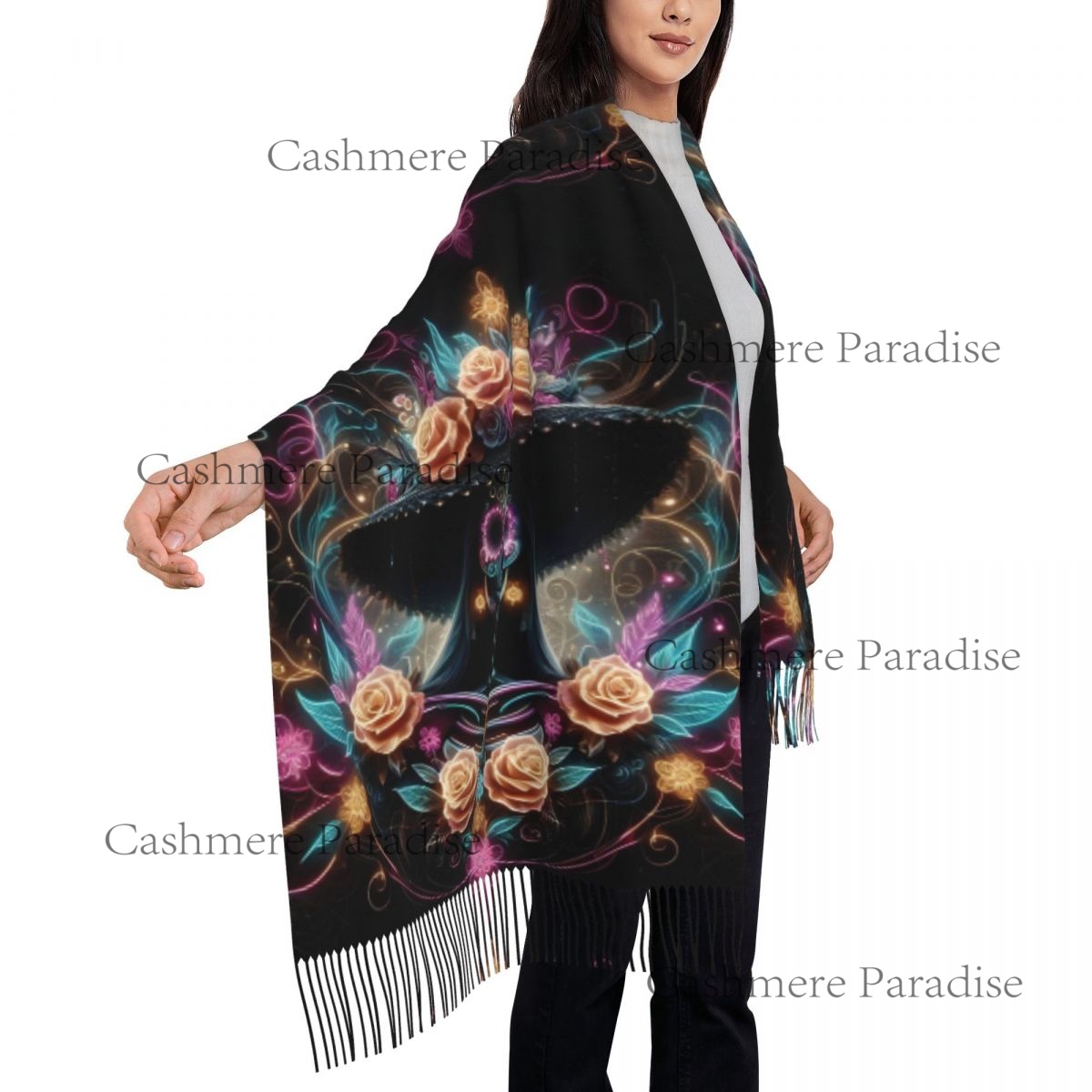 Mexico Skull Woman Vintage Sty - Pashmina Wrap Large 评论和价格