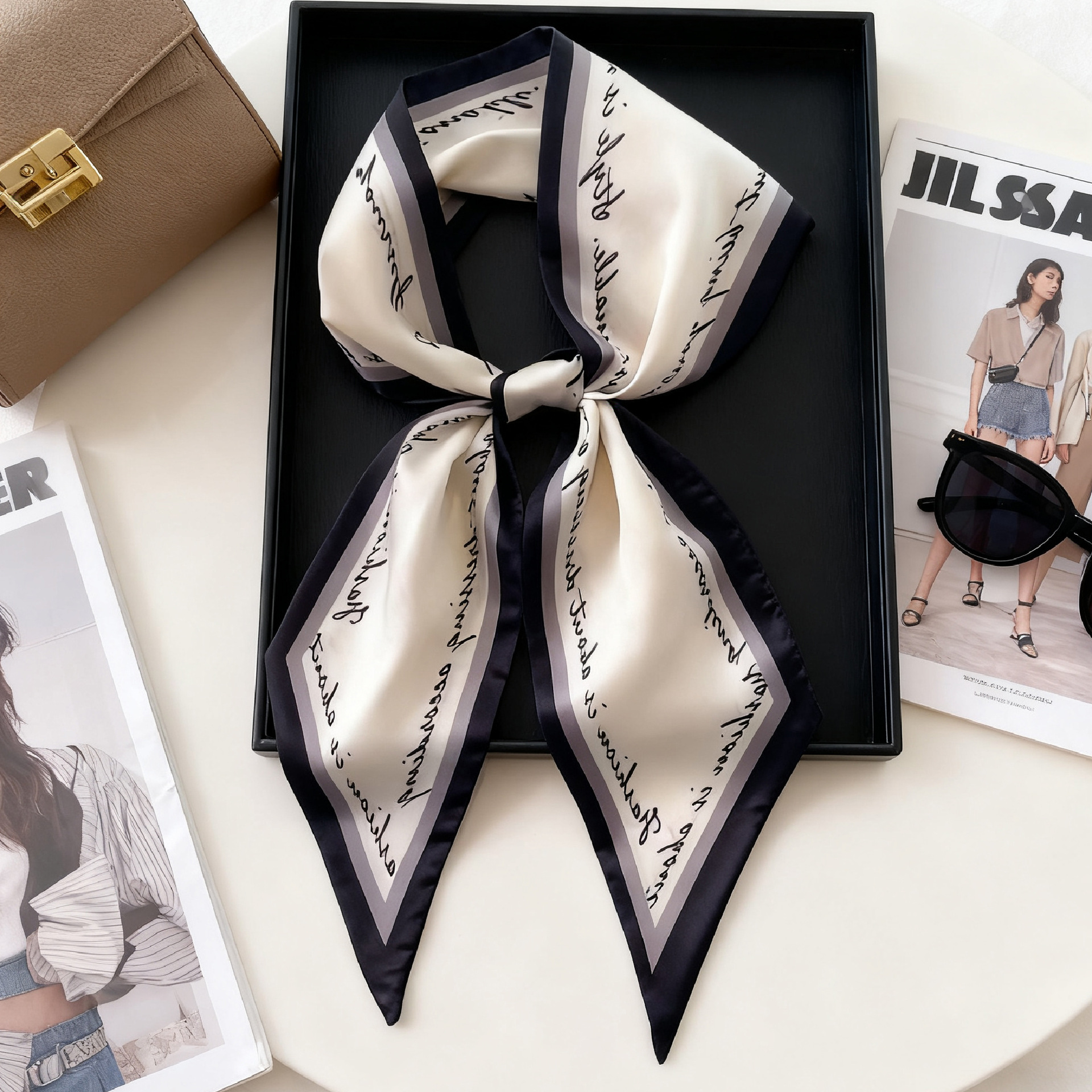 Luxury Long Neckerchief Skinny - Ascot Neck Scarf 评论和价格