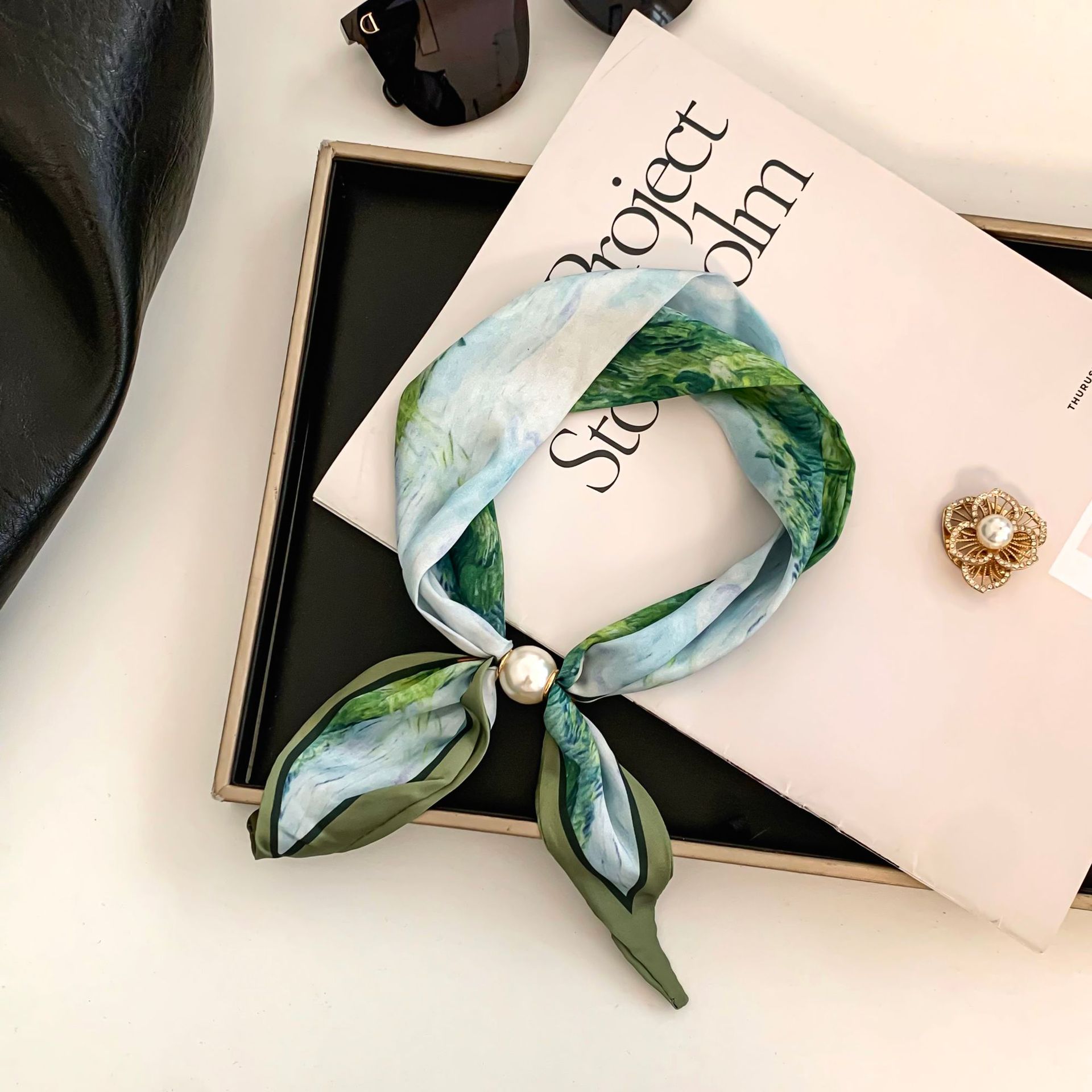 Cashew Flower Silk Scarf Effor - Ascot Neck Scarf 评论和价格
