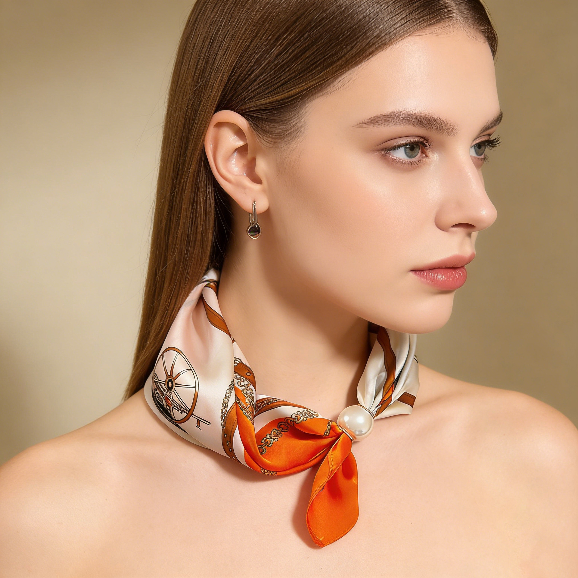 Scarf Chain Silk Lazy Magnetic - Ascot Neck Scarf 评论和价格