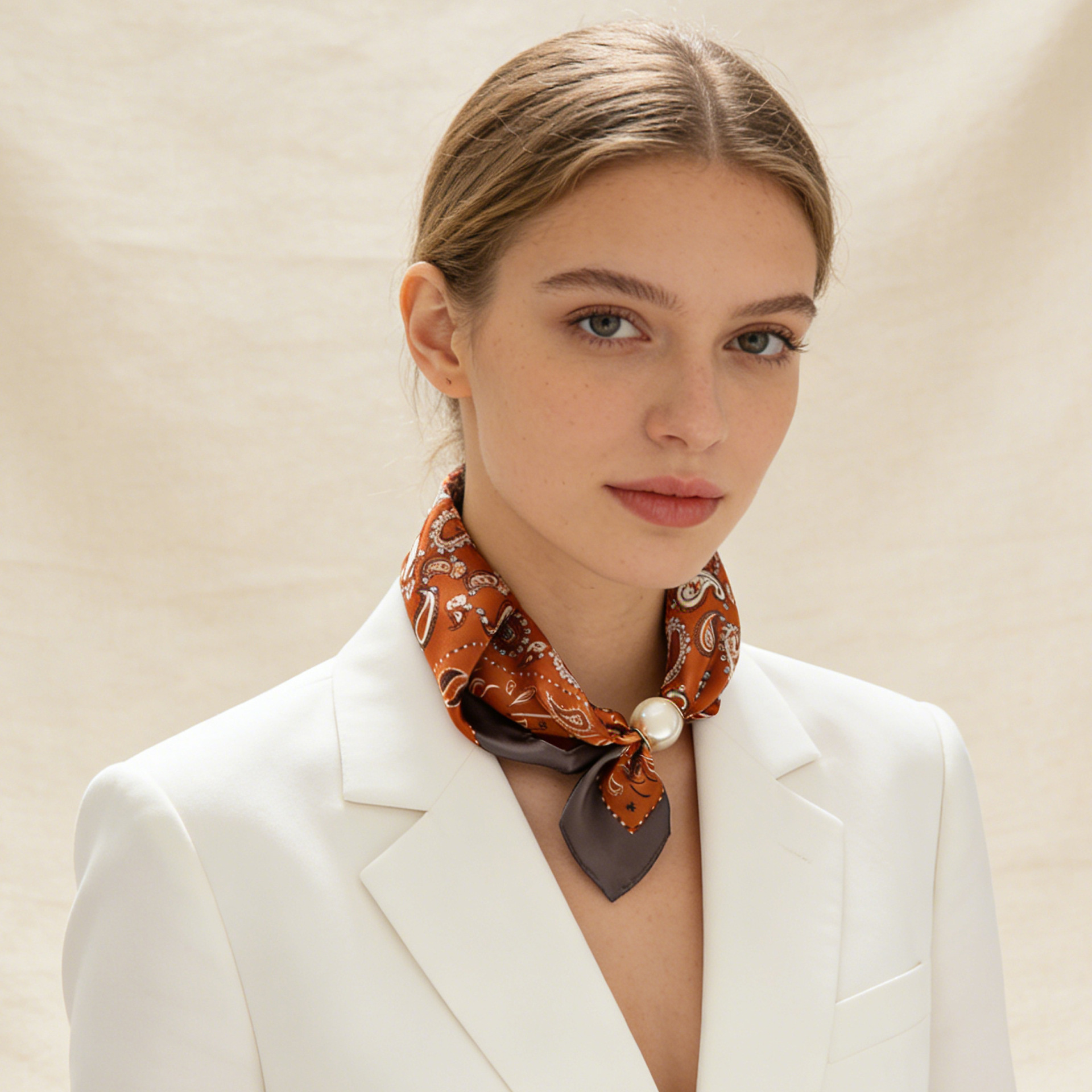 Scarf Chain Silk Lazy Magnetic - Ascot Neck Scarf 评论和价格