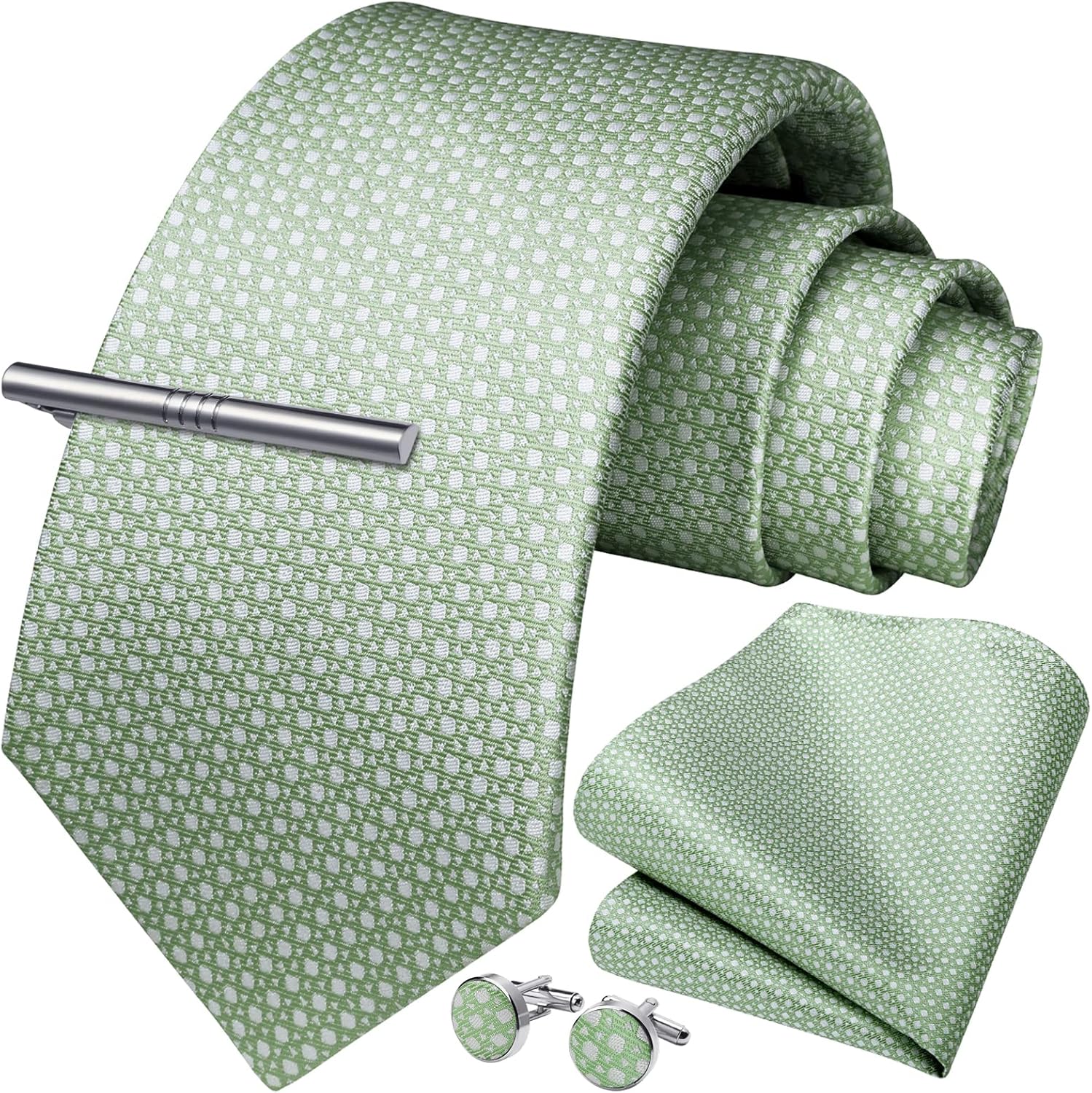 Classic Checkered Tie Set with - Pocket Square Set 评论和价格