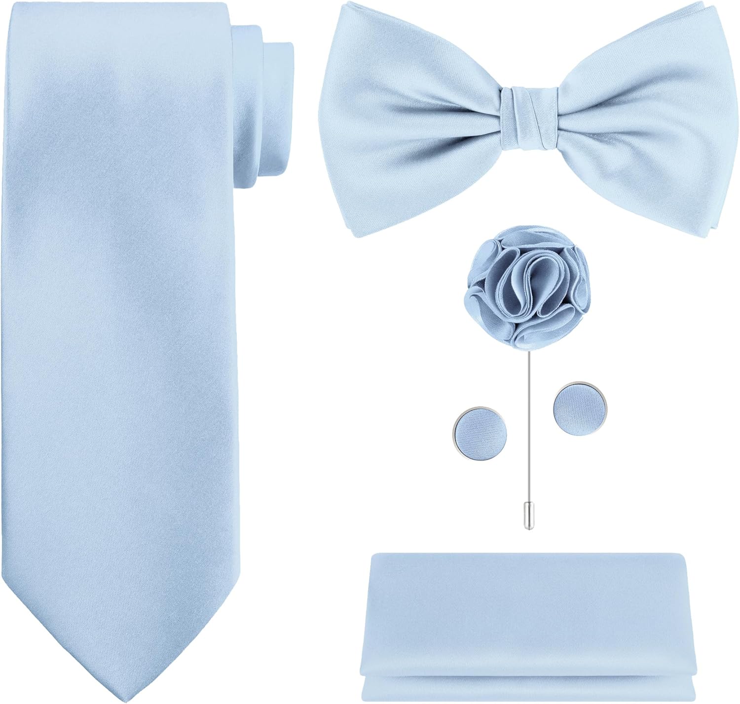 5-Piece Tie Set in White or Bl - Pocket Square Set 评论和价格