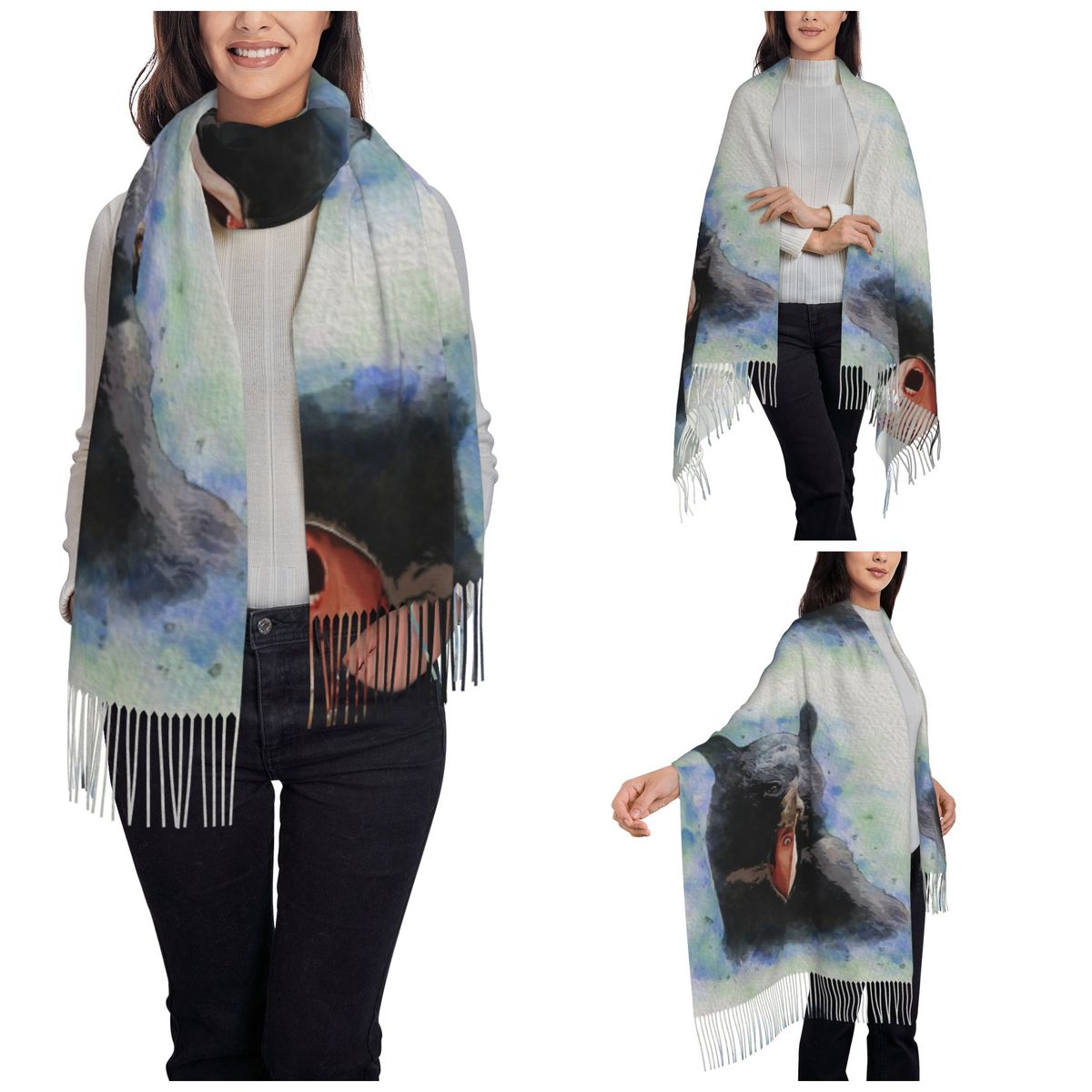 Cage Bear Watercolor Scarf for - Pashmina Wrap Large 评论和价格