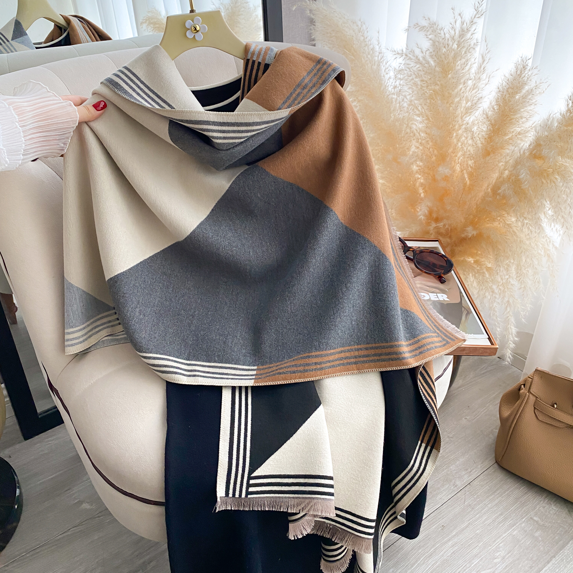 2025 Luxury Winter Cashmere Sc - Woven Scarf Blanket 评论和价格