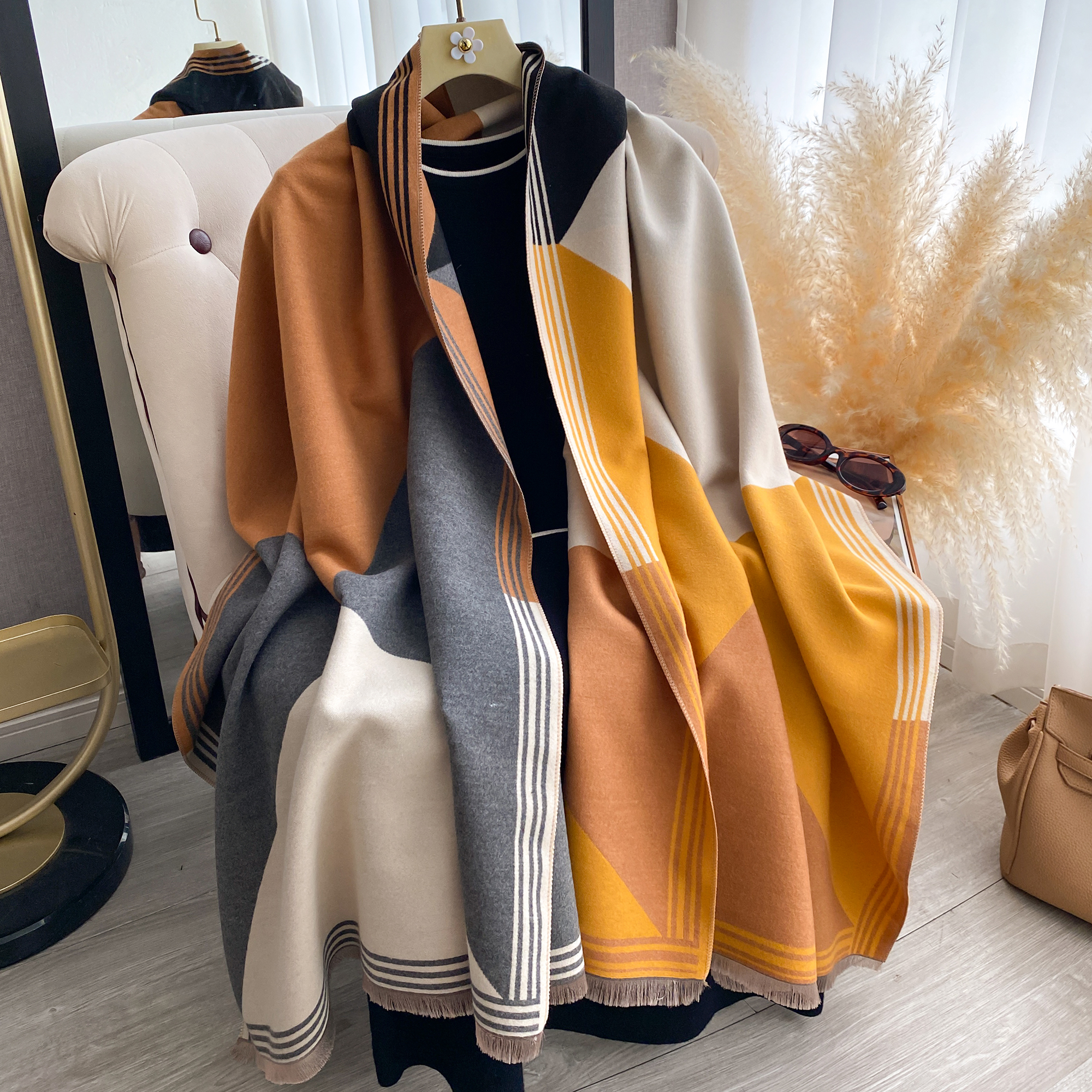 2025 Luxury Winter Cashmere Sc - Woven Scarf Blanket 评论和价格