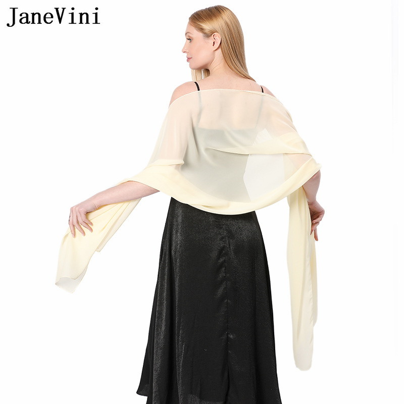 JaneVini Elegant Pink Chiffon  - Stole Wedding Shawl 评论和价格