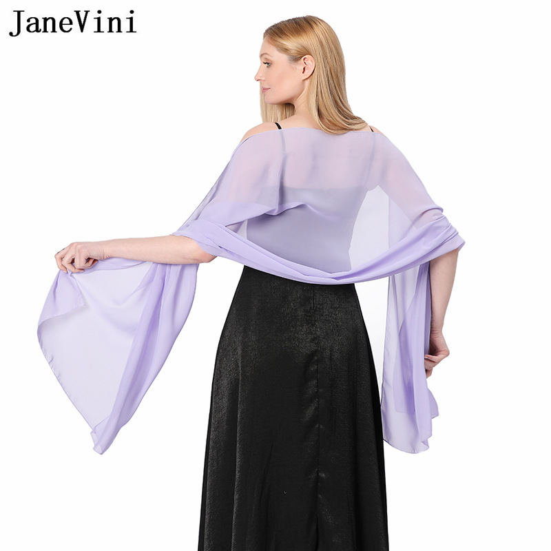 JaneVini Elegant Pink Chiffon  - Stole Wedding Shawl 评论和价格
