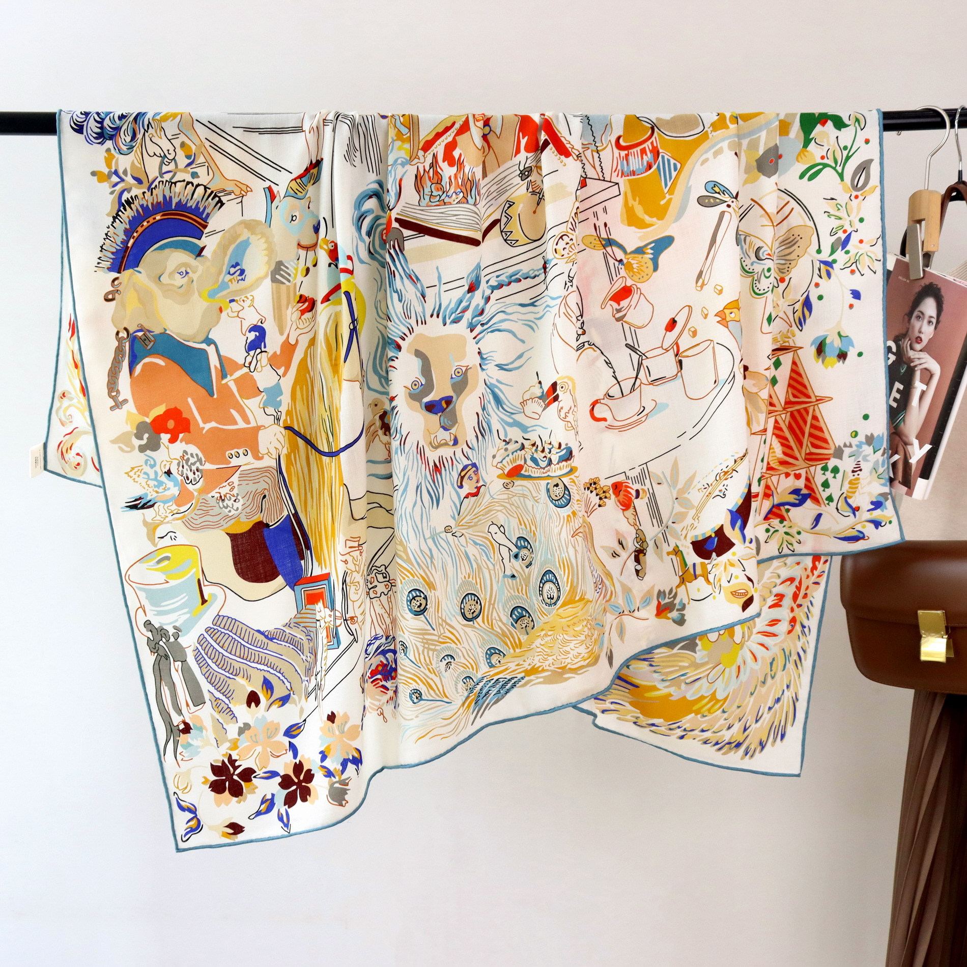 Double Print Mulberry Silk Sca - Pashmina Wrap Large 评论和价格