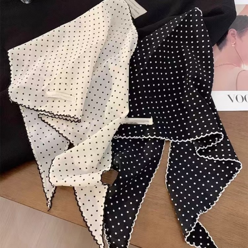 Black White Polka Dot Scarf fo - Ascot Neck Scarf 评论和价格