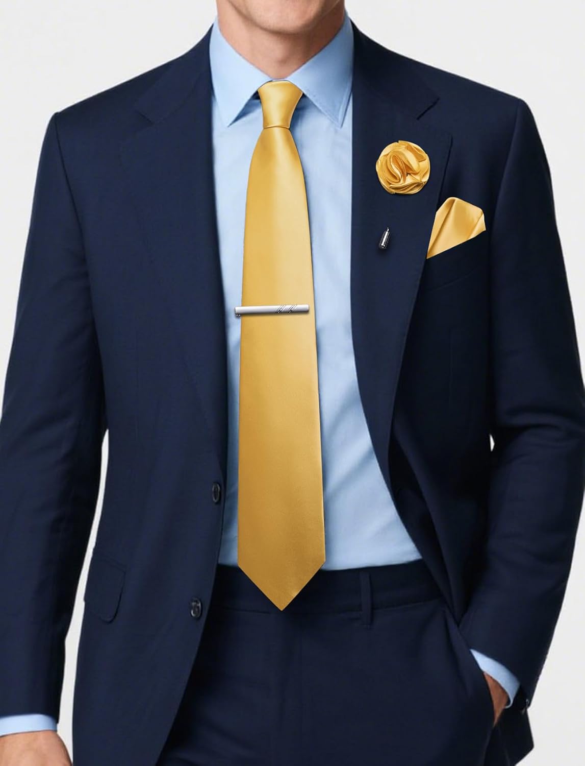 5Pcs Men's Silk Satin Tie Set  - Pocket Square Set 评论和价格
