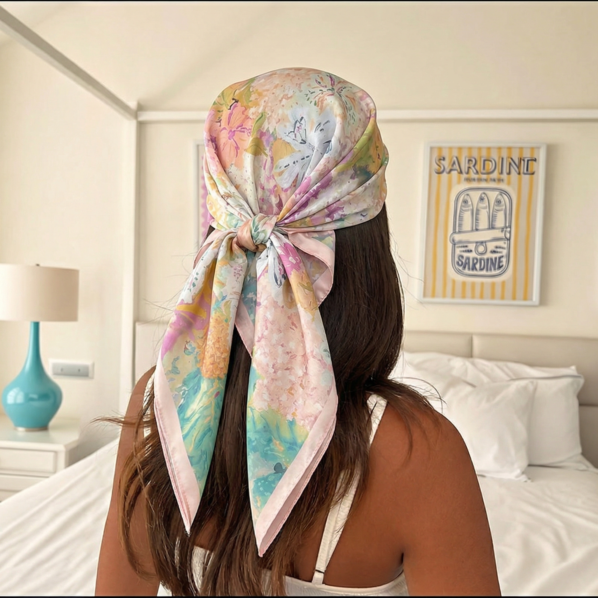 70*70cm Square Silk Scarf for  - Ascot Neck Scarf 评论和价格