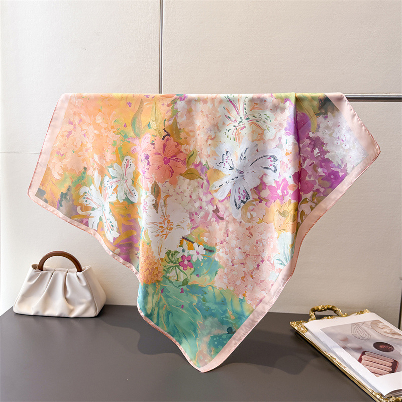 70*70cm Square Silk Scarf for  - Ascot Neck Scarf 评论和价格