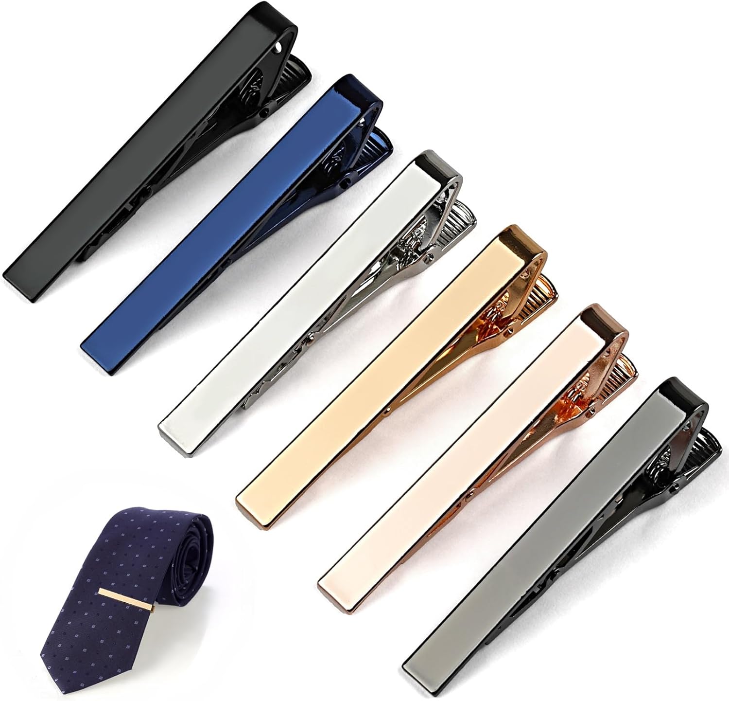 6 Tie Clips for Men, Classic S - Tie Bar Set Gift 评论和价格
