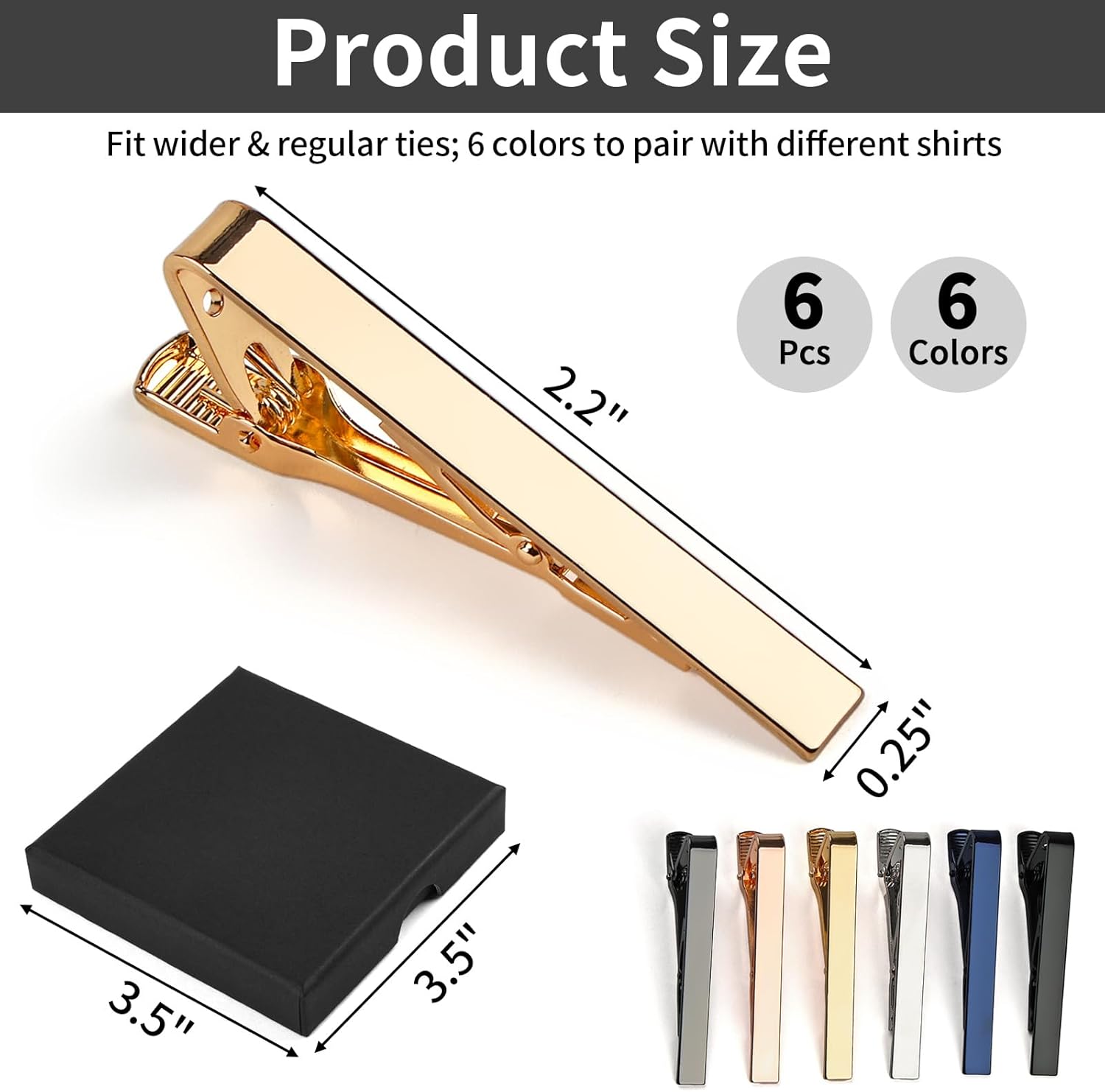 6 Tie Clips for Men, Classic S - Tie Bar Set Gift 评论和价格