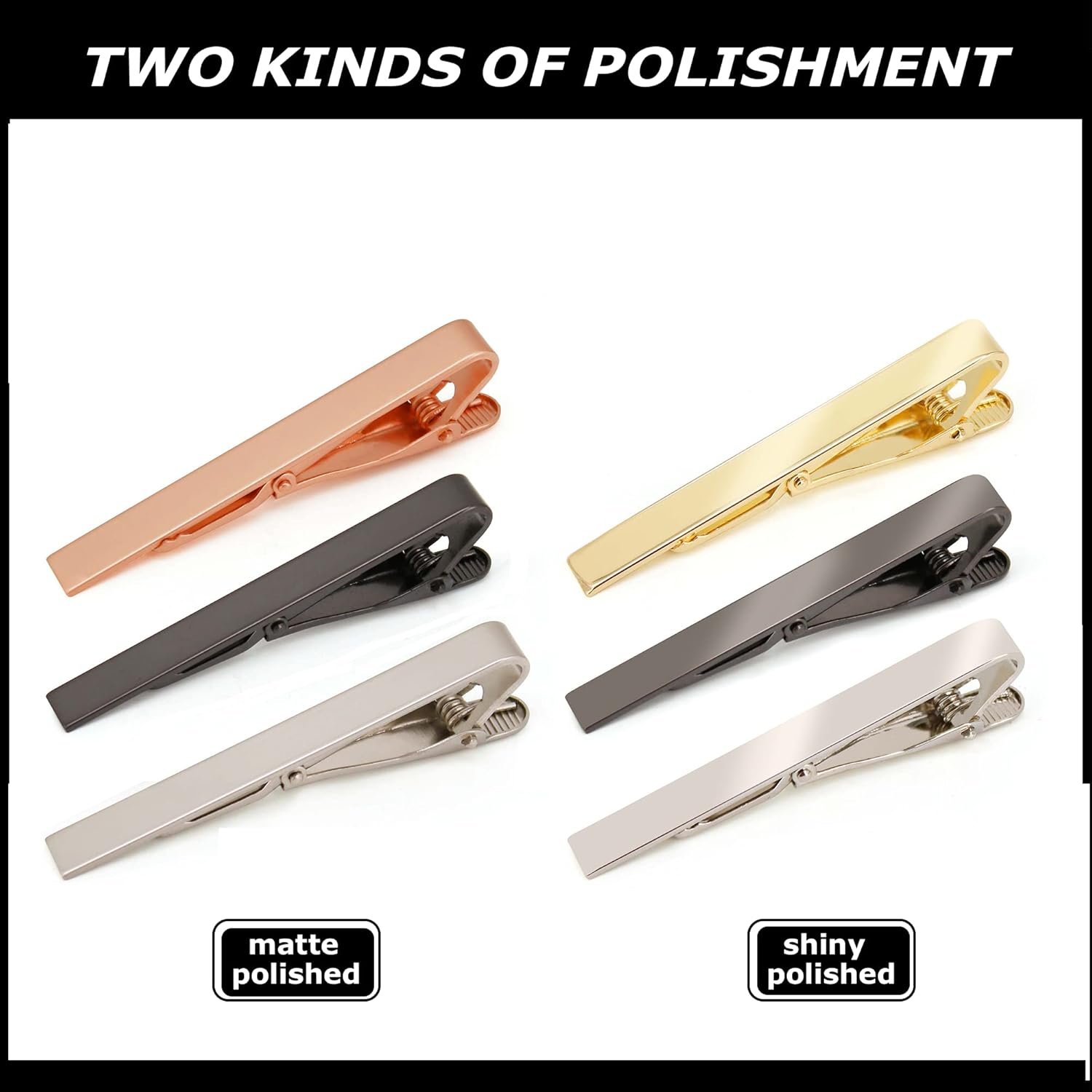 6 Pack Tie Clips Set Black Sil - Tie Bar Set Gift 评论和价格