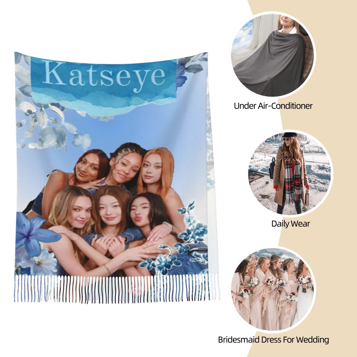 Katseye Kpop Scarf for Women W - Pashmina Wrap Large 评论和价格