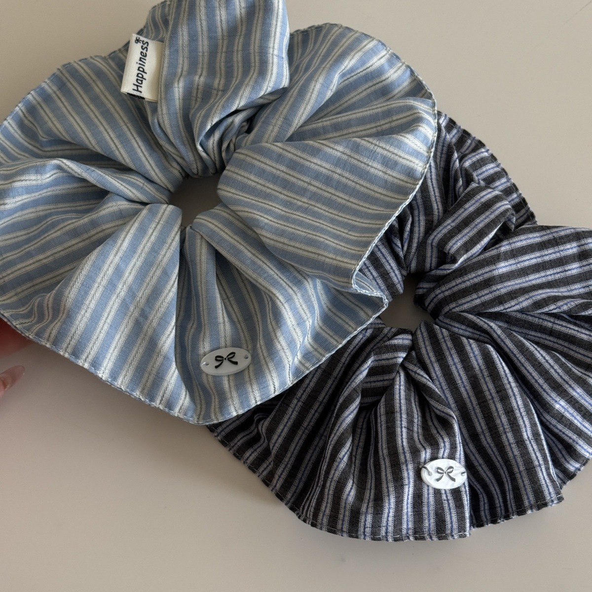 Korea Fashion Stripe Hair Rubb - Silk Tie Striped 评论和价格