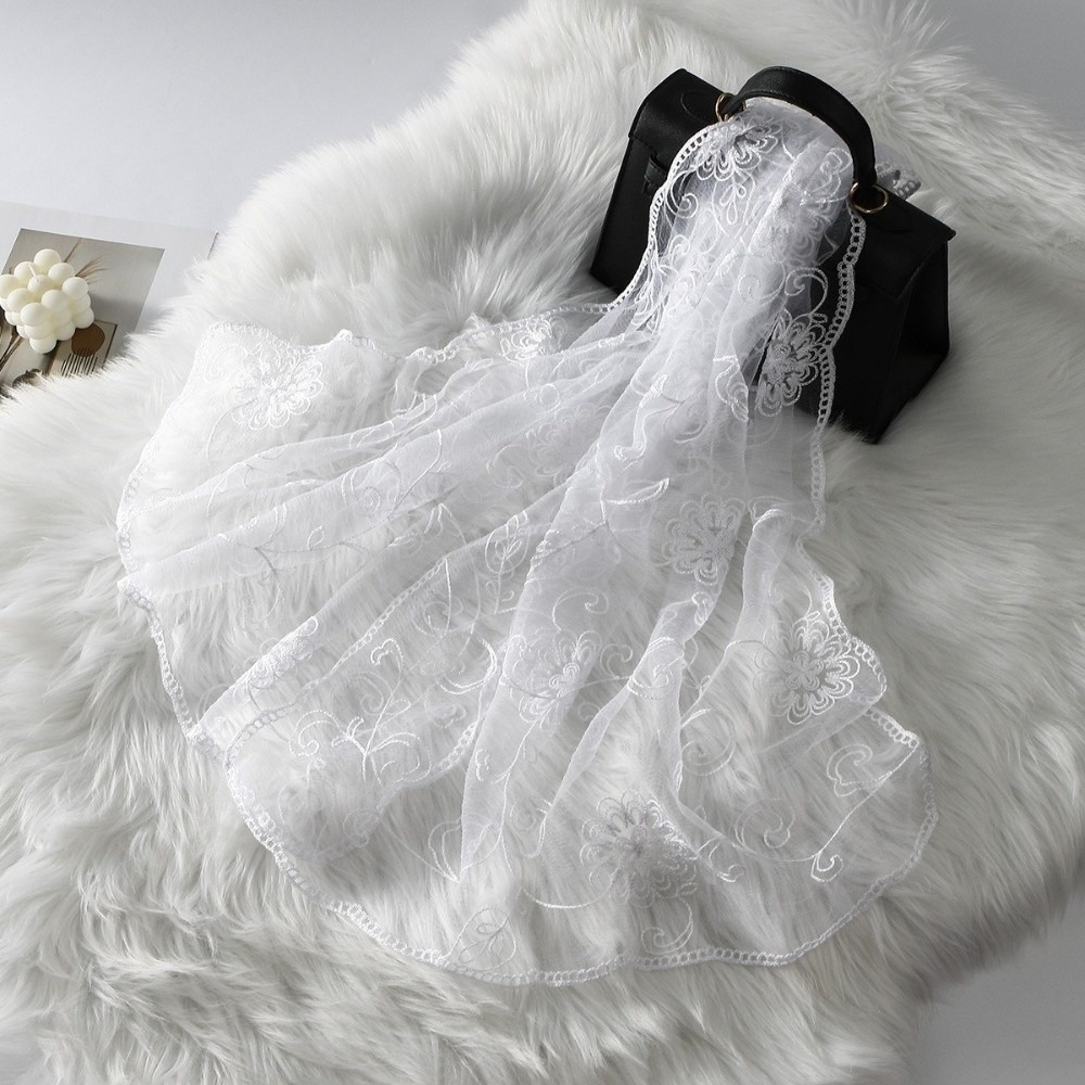 Lace Scarf Embroidered Floral  - Stole Wedding Shawl 评论和价格